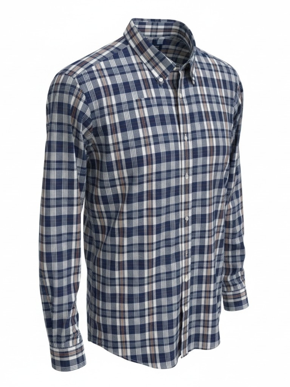 Banana Republic Mens L Blue Plaid Long Sleeve Camden Classic Fit Button Up